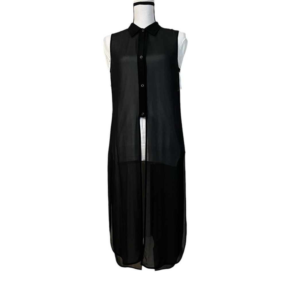 GO BY GO SILK Long Black Silk Vest Top